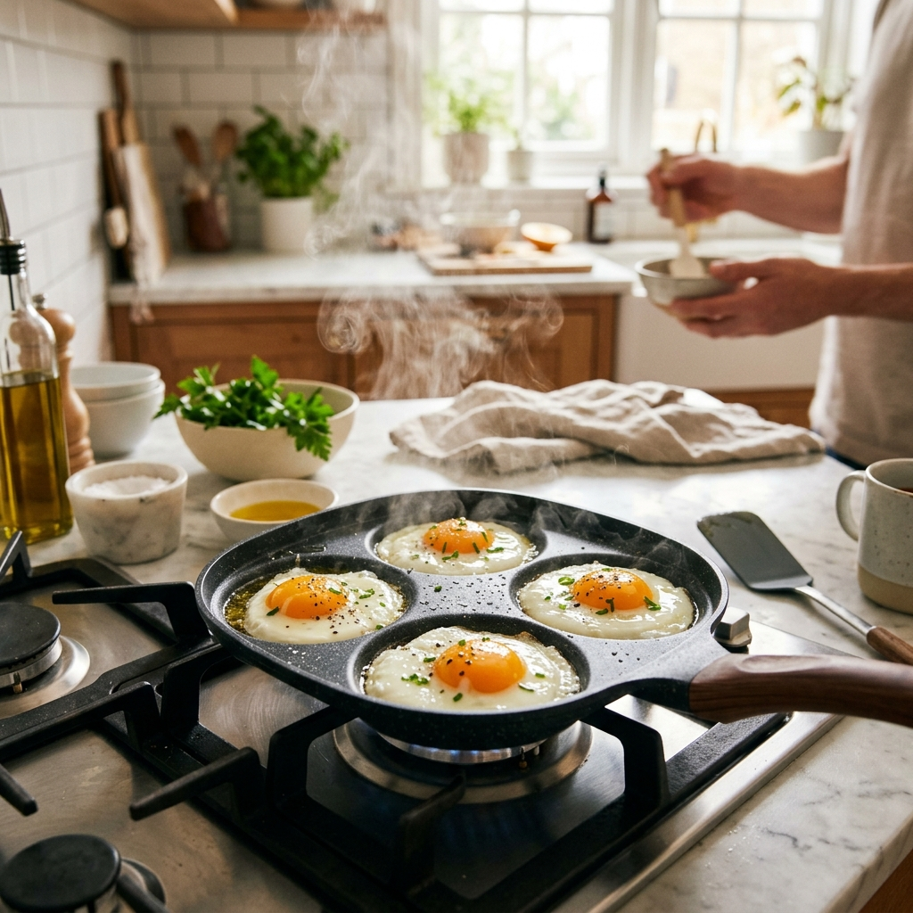 NaijaHome Four Hole Frying Pan - 4 eggs cooking